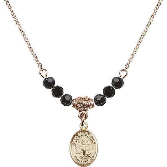 14kt Gold Filled Saint Germaine Cousin Birthstone Necklace with Jet Beads - 9211