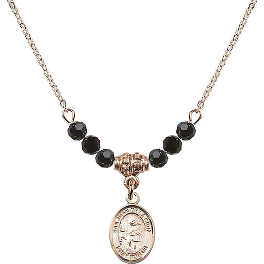 14kt Gold Filled San Juan de la Cruz Birthstone Necklace with Jet Beads - 9232