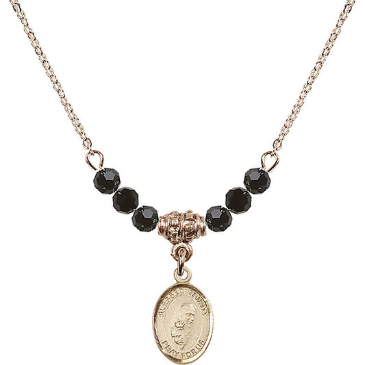 14kt Gold Filled Blessed Trinity Birthstone Necklace with Jet Beads - 9249
