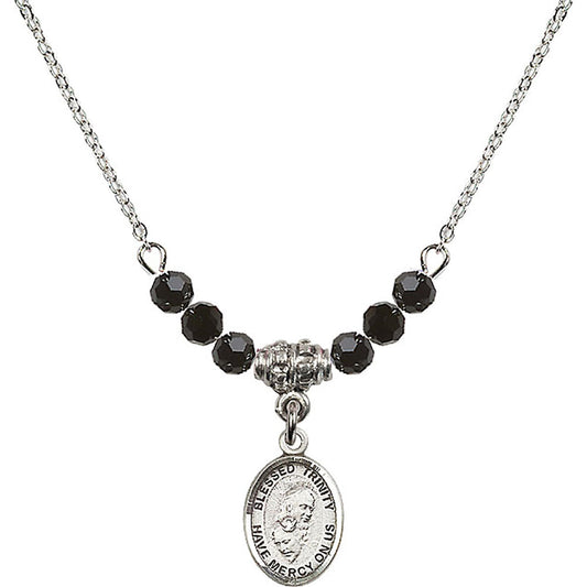 Sterling Silver Blessed Trinity Birthstone Necklace with Jet Beads - 9249