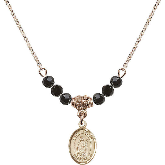 14kt Gold Filled Saint Grace Birthstone Necklace with Jet Beads - 9255