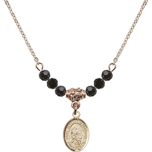 14kt Gold Filled Saint Bernard of Montjoux Birthstone Necklace with Jet Beads - 9264