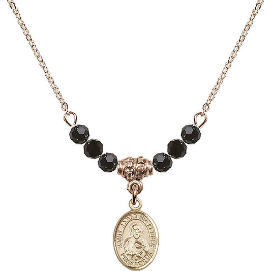 14kt Gold Filled Saint James the Lesser Birthstone Necklace with Jet Beads - 9277