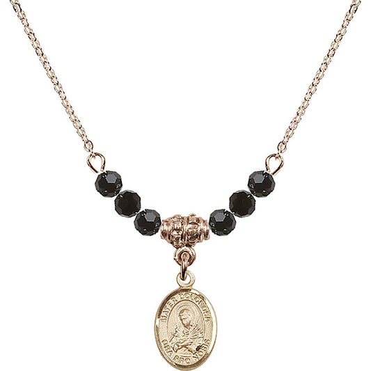 14kt Gold Filled Mater Dolorosa Birthstone Necklace with Jet Beads - 9290