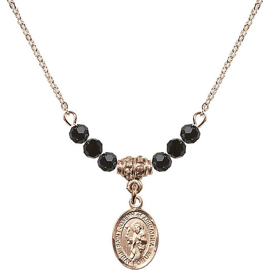 14kt Gold Filled Saint Joseph of Arimathea Birthstone Necklace with Jet Beads - 9300
