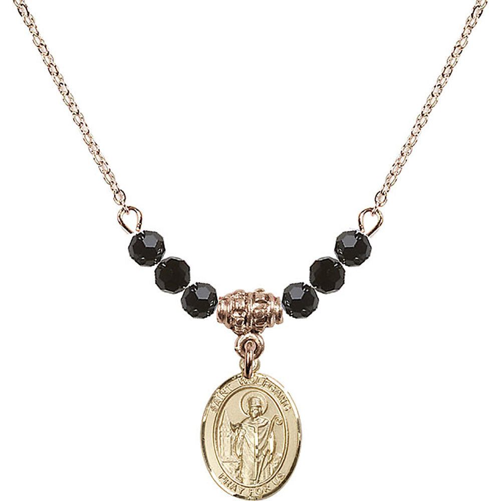 14kt Gold Filled Saint Wolfgang Birthstone Necklace with Jet Beads - 9323