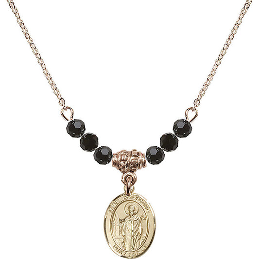 14kt Gold Filled Saint Wolfgang Birthstone Necklace with Jet Beads - 9323
