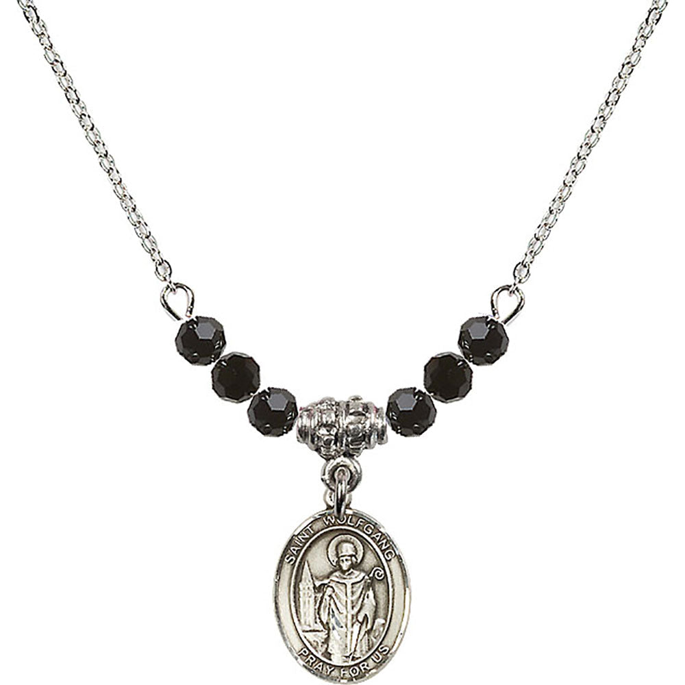 Sterling Silver Saint Wolfgang Birthstone Necklace with Jet Beads - 9323