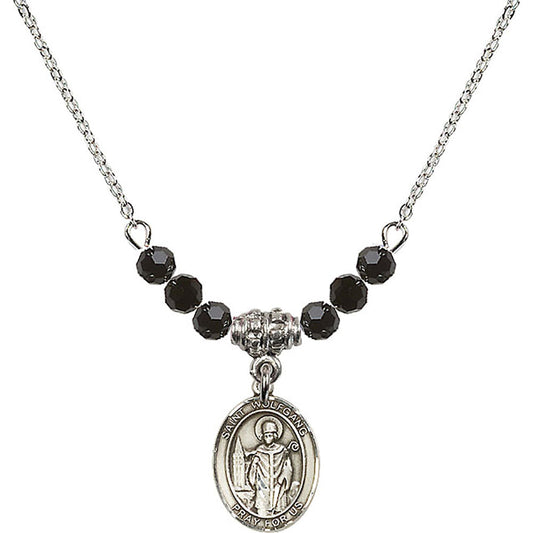 Sterling Silver Saint Wolfgang Birthstone Necklace with Jet Beads - 9323