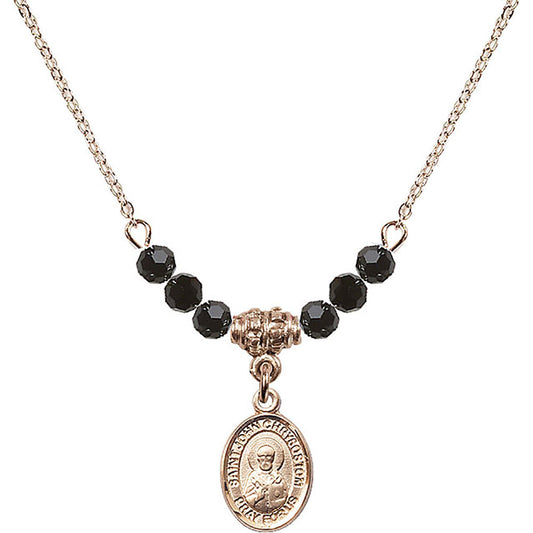 14kt Gold Filled Saint John Licci Birthstone Necklace with Jet Beads - 9358
