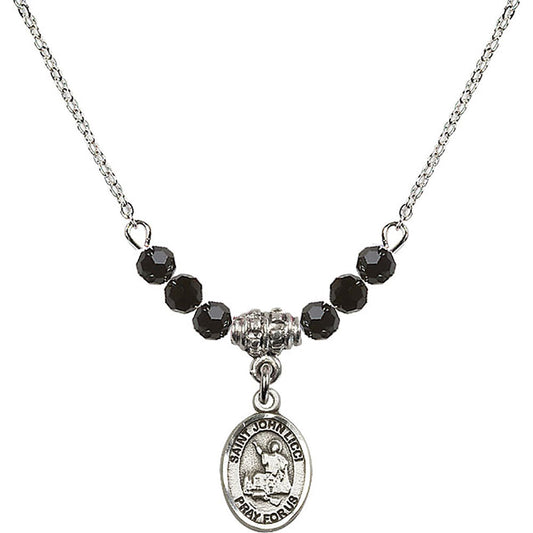 Sterling Silver Saint John Licci Birthstone Necklace with Jet Beads - 9358