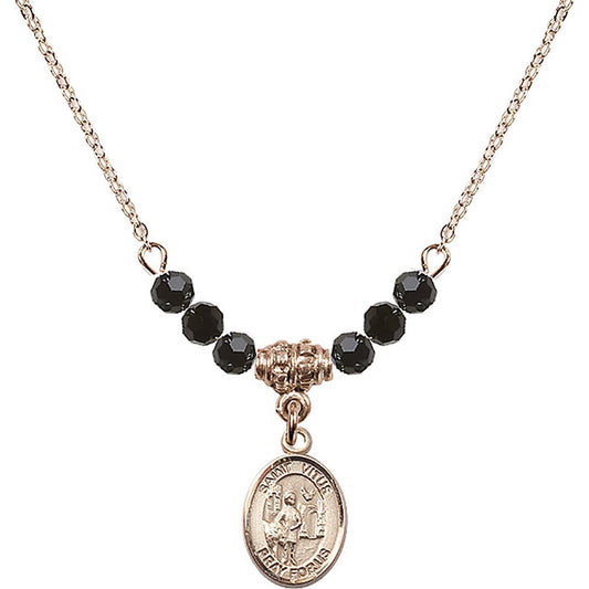 14kt Gold Filled Saint Vitus Birthstone Necklace with Jet Beads - 9368