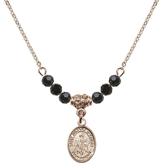 14kt Gold Filled Saint Juliana of Cumae Birthstone Necklace with Jet Beads - 9372