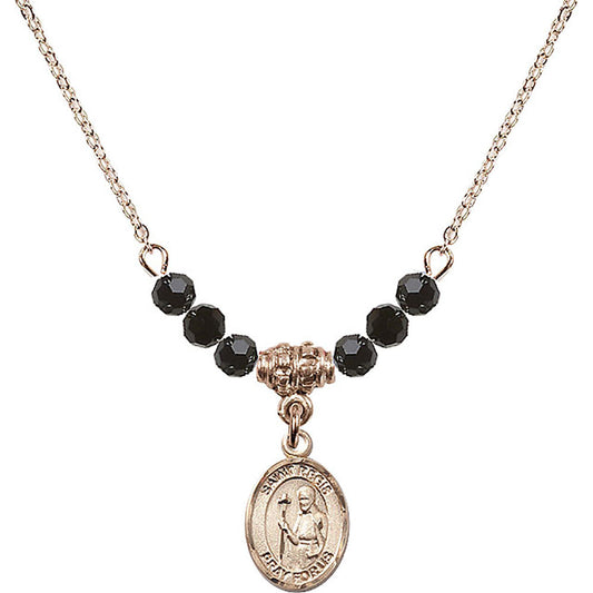 14kt Gold Filled Saint Regis Birthstone Necklace with Jet Beads - 9380