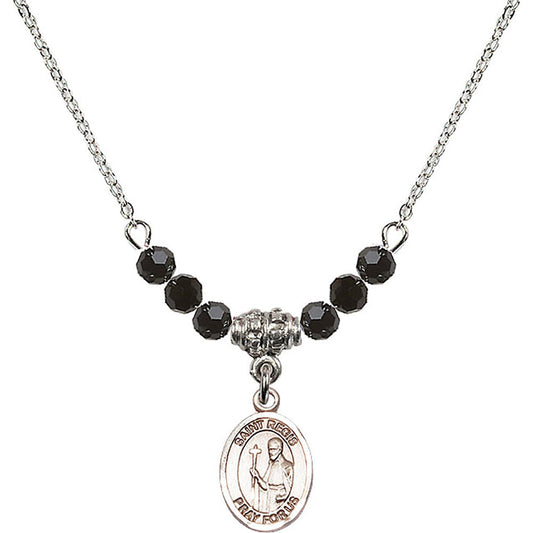 Sterling Silver Saint Regis Birthstone Necklace with Jet Beads - 9380