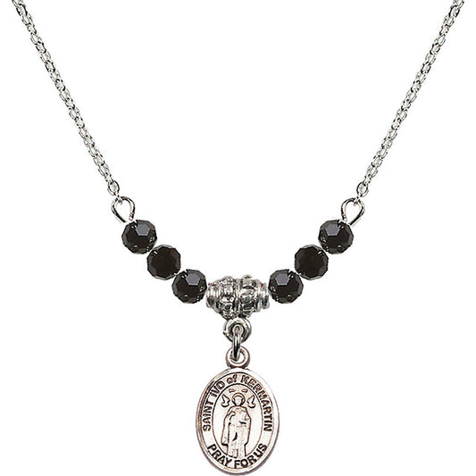Sterling Silver Saint Ivo of Kelmartin Birthstone Necklace with Jet Beads - 9384