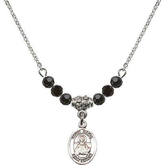 Sterling Silver Saint Daria Birthstone Necklace with Jet Beads - 9396