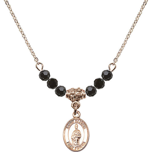 14kt Gold Filled Saint Eligius Birthstone Necklace with Jet Beads - 9402