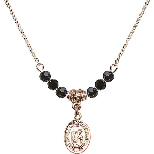 14kt Gold Filled Blessed Herman the Cripple Birthstone Necklace with Jet Beads - 9403