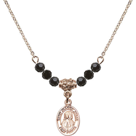 14kt Gold Filled Saint Jeanne Jugan Birthstone Necklace with Jet Beads - 9409