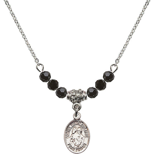 Sterling Silver Saints Peter & Paul Birthstone Necklace with Jet Beads - 9410