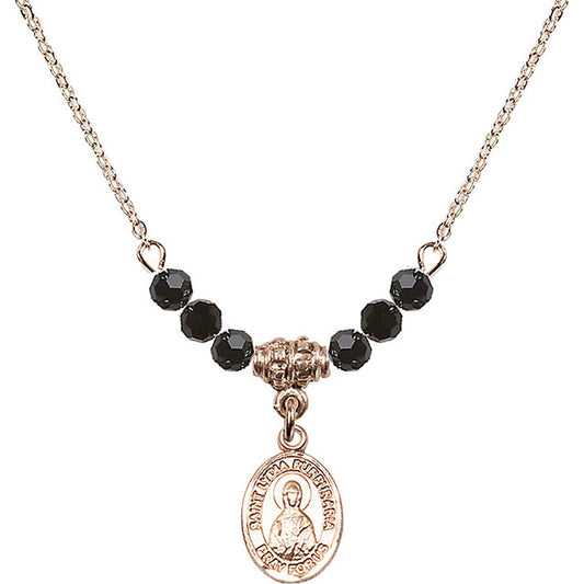 14kt Gold Filled Saint Lydia Purpuraria Birthstone Necklace with Jet Beads - 9411