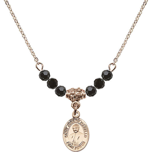 14kt Gold Filled Saint Joseph Marello Birthstone Necklace with Jet Beads - 9430
