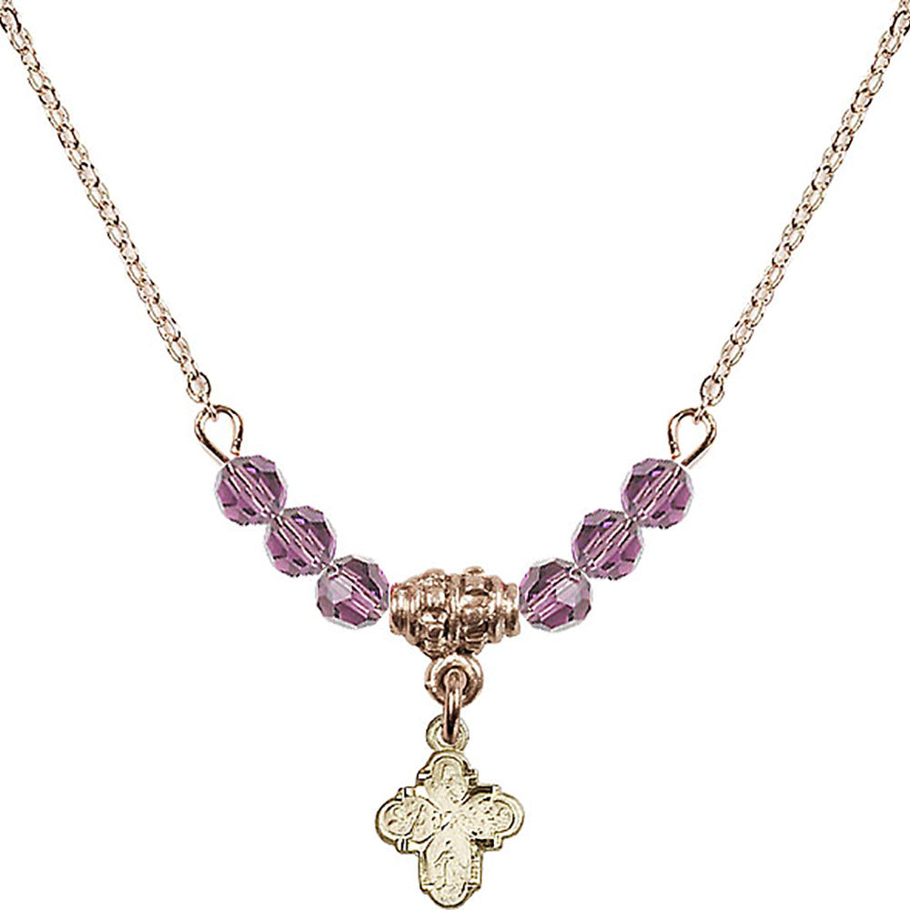 14kt Gold Filled 4-Way Birthstone Necklace with Light Amethyst Beads - 0207