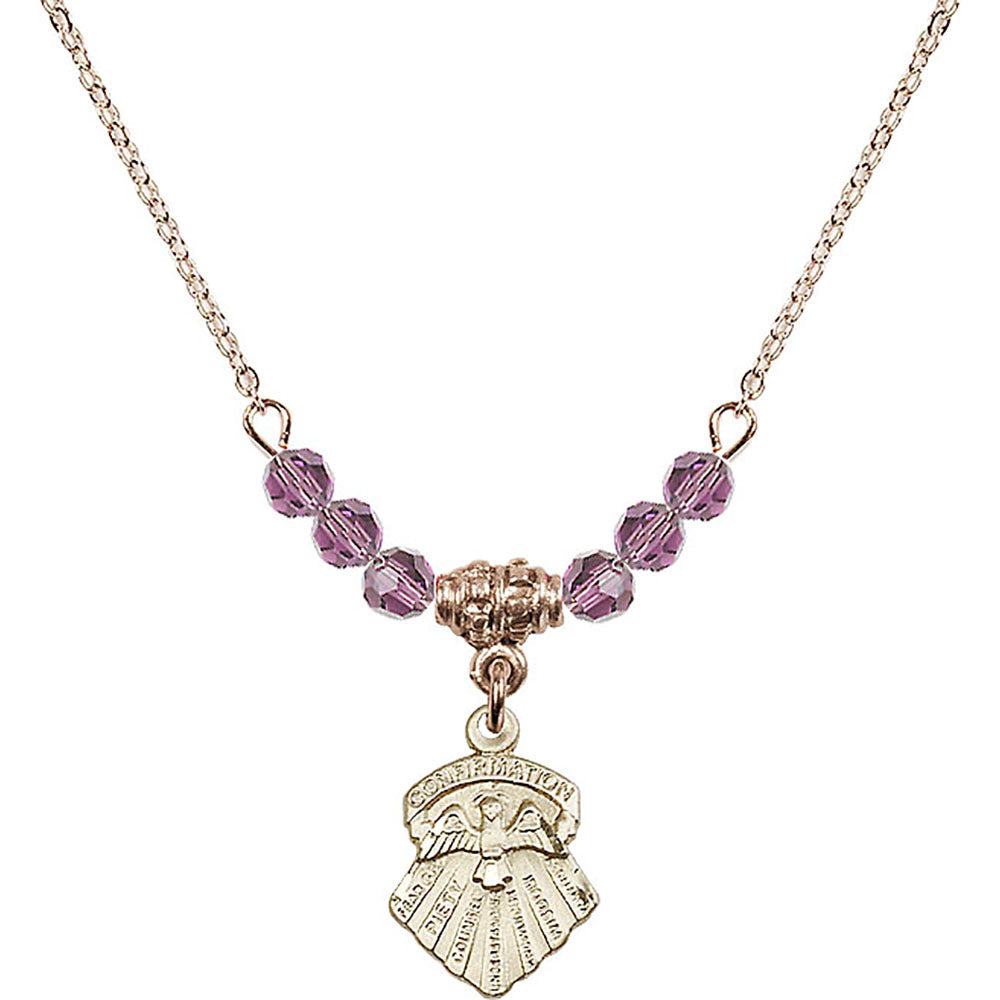 14kt Gold Filled Seven Gifts Birthstone Necklace with Light Amethyst Beads - 0887