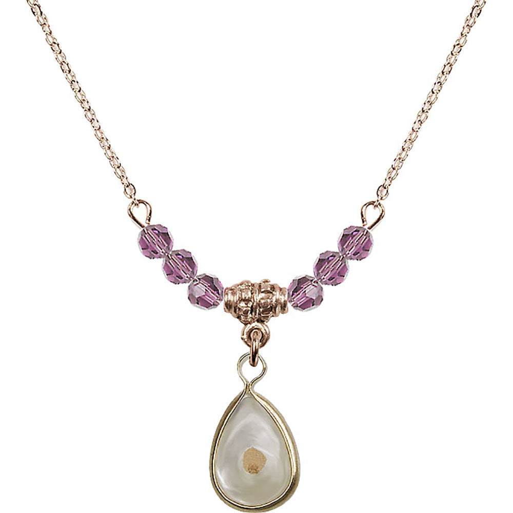 14kt Gold Filled Mustard Seed Birthstone Necklace with Light Amethyst Beads - 1700