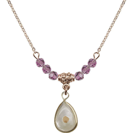 14kt Gold Filled Mustard Seed Birthstone Necklace with Light Amethyst Beads - 1700