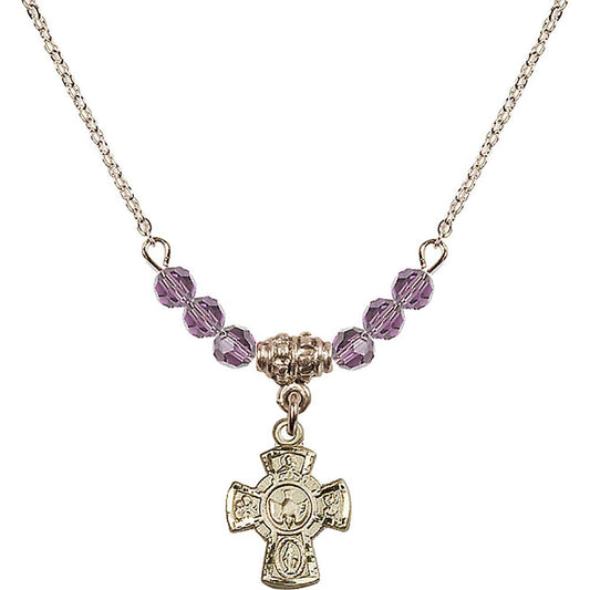14kt Gold Filled 5-Way Birthstone Necklace with Light Amethyst Beads - 3145
