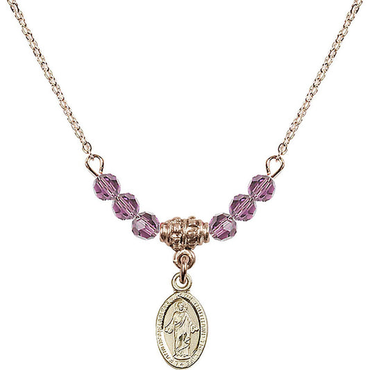 14kt Gold Filled Scapular Birthstone Necklace with Light Amethyst Beads - 4121
