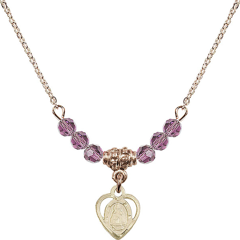 14kt Gold Filled Infant Birthstone Necklace with Light Amethyst Beads - 5413
