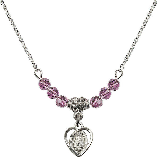 Sterling Silver Infant Birthstone Necklace with Light Amethyst Beads - 5413