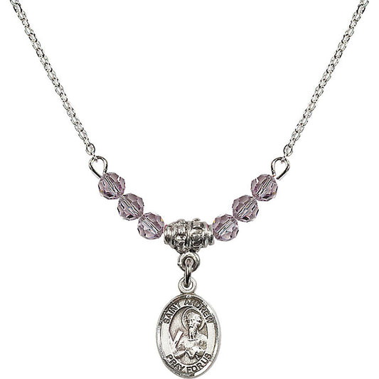 Sterling Silver Saint Andrew the Apostle Birthstone Necklace with Light Amethyst Beads - 9000