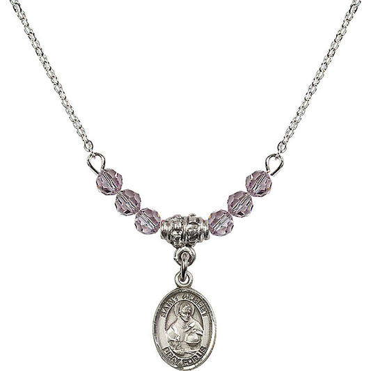 Sterling Silver Saint Albert the Great Birthstone Necklace with Light Amethyst Beads - 9001