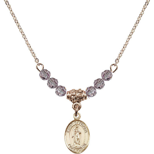 14kt Gold Filled Saint Barbara Birthstone Necklace with Light Amethyst Beads - 9006