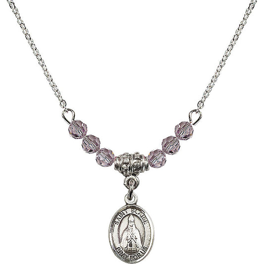 Sterling Silver Saint Blaise Birthstone Necklace with Light Amethyst Beads - 9010