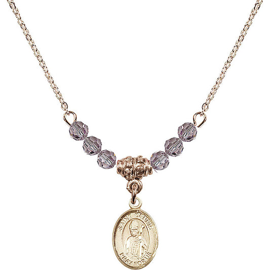 14kt Gold Filled Saint Dennis Birthstone Necklace with Light Amethyst Beads - 9025