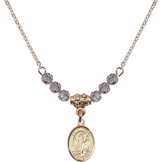 14kt Gold Filled Saint Elmo Birthstone Necklace with Light Amethyst Beads - 9031