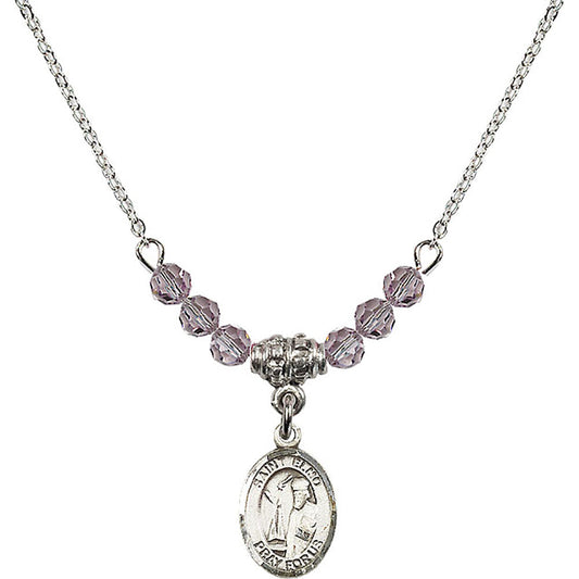 Sterling Silver Saint Elmo Birthstone Necklace with Light Amethyst Beads - 9031