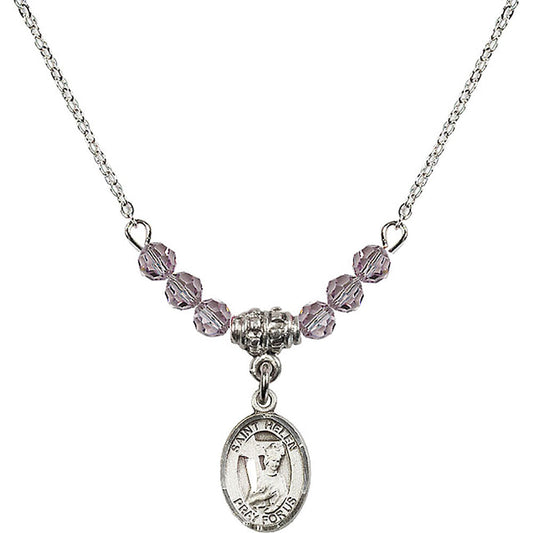 Sterling Silver Saint Helen Birthstone Necklace with Light Amethyst Beads - 9043