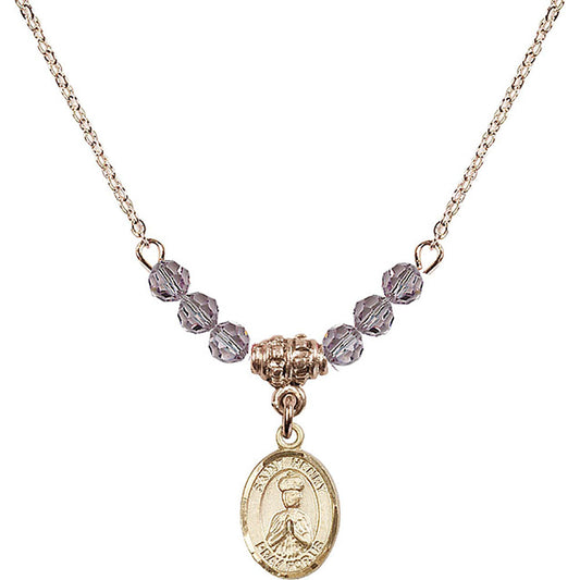 14kt Gold Filled Saint Henry II Birthstone Necklace with Light Amethyst Beads - 9046