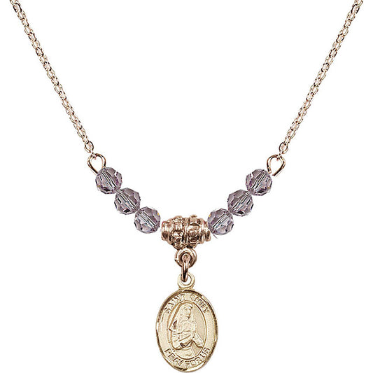 14kt Gold Filled Saint Emily de Vialar Birthstone Necklace with Light Amethyst Beads - 9047