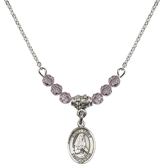 Sterling Silver Saint Emily de Vialar Birthstone Necklace with Light Amethyst Beads - 9047