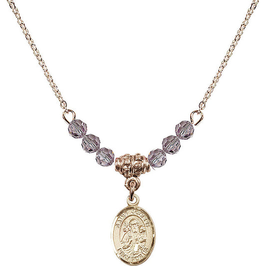 14kt Gold Filled Saint Joseph Birthstone Necklace with Light Amethyst Beads - 9058