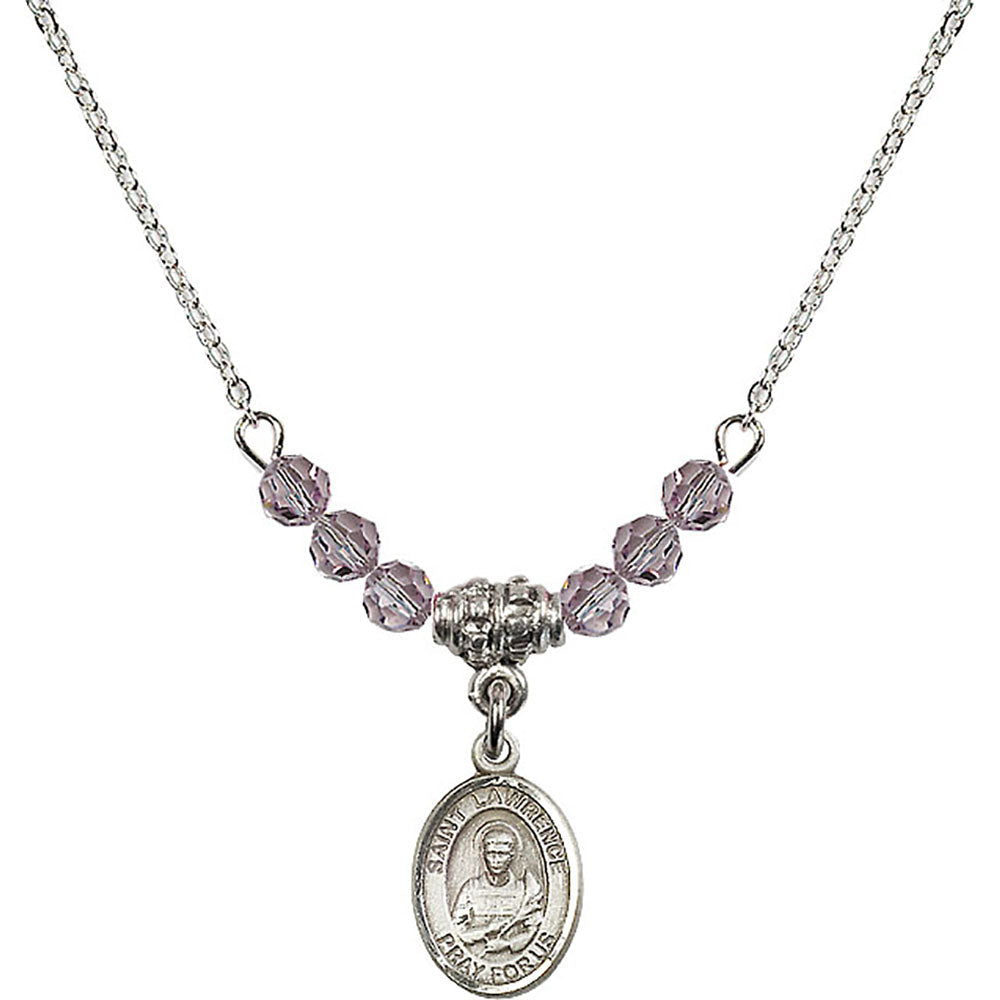 Sterling Silver Saint Lawrence Birthstone Necklace with Light Amethyst Beads - 9063