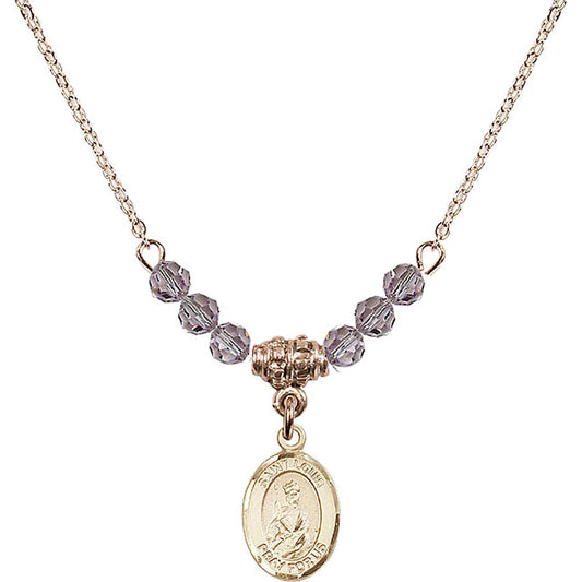 14kt Gold Filled Saint Louis Birthstone Necklace with Light Amethyst Beads - 9081
