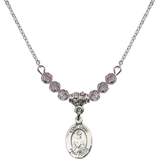 Sterling Silver Saint Louis Birthstone Necklace with Light Amethyst Beads - 9081